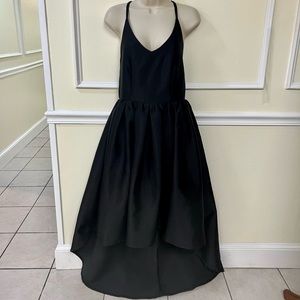 Gracia Solid Black Spaghetti Strap Hi-Low Dress